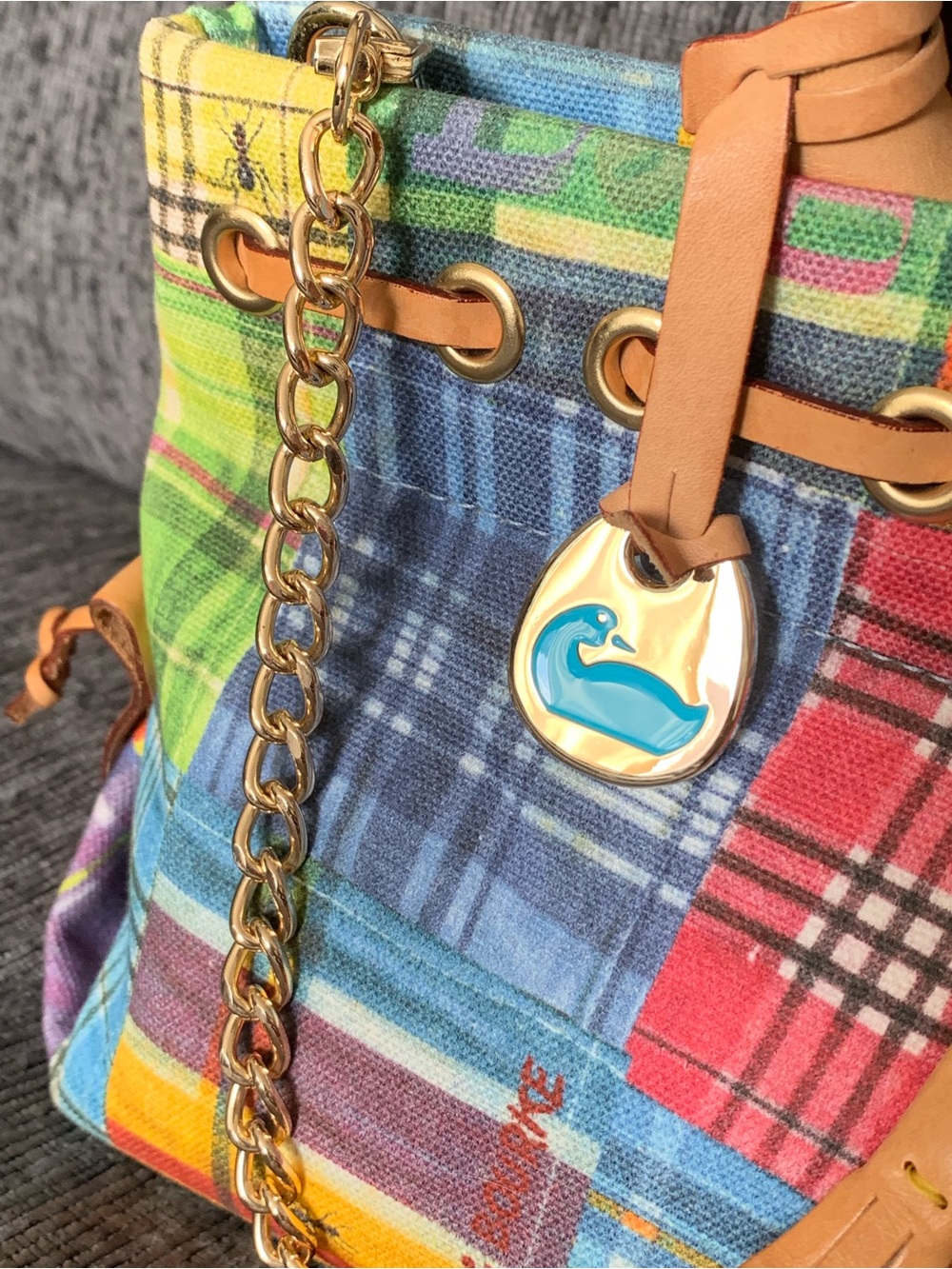 Madras picnic print satchel - Picture 4 of 15